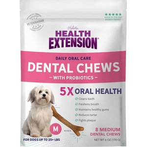 Health Extension Probiotic Yogurt Medium Dental Dog Treats, 8 count
