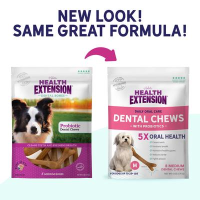 Show full view: Health Extension Probiotic Yogurt Medium Dental Dog Treats, 8 count slide 3 of 12