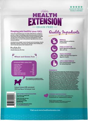 Show full view: Health Extension Small Buffalo Heart Shaped Grain-Free Crunchy Dog Treats, 12-oz bag slide 3 of 10