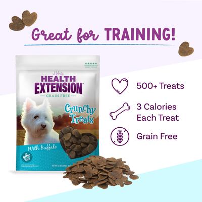 Show full view: Health Extension Small Buffalo Heart Shaped Grain-Free Crunchy Dog Treats, 12-oz bag slide 6 of 10
