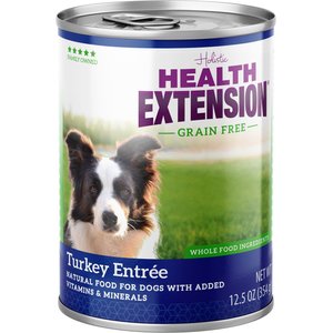 Health Extension Turkey Entree Canned Dog Food, 12.5-oz can, 12 count