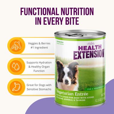 Show full view: Health Extension Vegetarian Entree Canned Dog Food, 12.5-oz, case of 12 slide 5 of 12