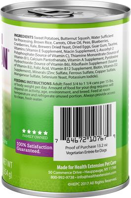 Show full view: Health Extension Vegetarian Entree Canned Dog Food, 12.5-oz, case of 12 slide 4 of 12
