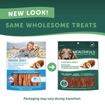 Show full view: Healthfuls Chicken Jerky with Glucosamine & Chondroitin Dog Treats, 16-oz bag, bundle of 2 slide 5 of 6