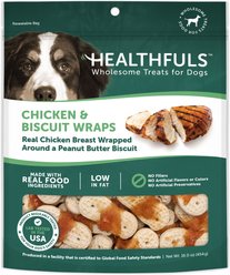 Healthfuls Chicken & Peanut Butter Biscuit Wraps Dog Treats, 16-oz bag
