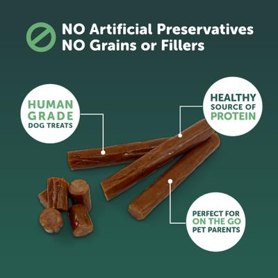 Show full view: Healthfuls Deli Sticks Pork & Chicken Human-Grade Gluten-Free Soft & Chewy Dog Treats, 10 count bag slide 5 of 10