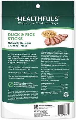 Show full view: Healthfuls Duck & Rice Sticks Jerky Dog Treats, 4-oz bag slide 3 of 4