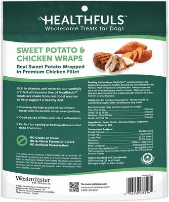 Show full view: Healthfuls Sweet Potato & Chicken Wraps Dehydrated Dog Treats, 16-oz bag slide 3 of 8