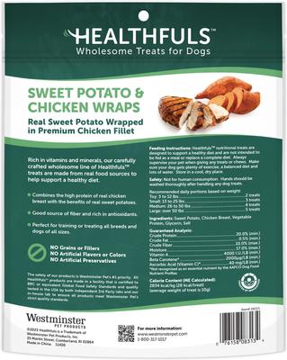 Show full view: Healthfuls Sweet Potato & Chicken Wraps Dehydrated Dog Treats, 25-oz bag slide 3 of 5