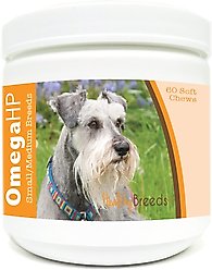 Healthy Breeds Omega HP Fatty Acid Skin & Coat Support Soft Chews Dog Supplement, 60 count, Miniature Schnauzer