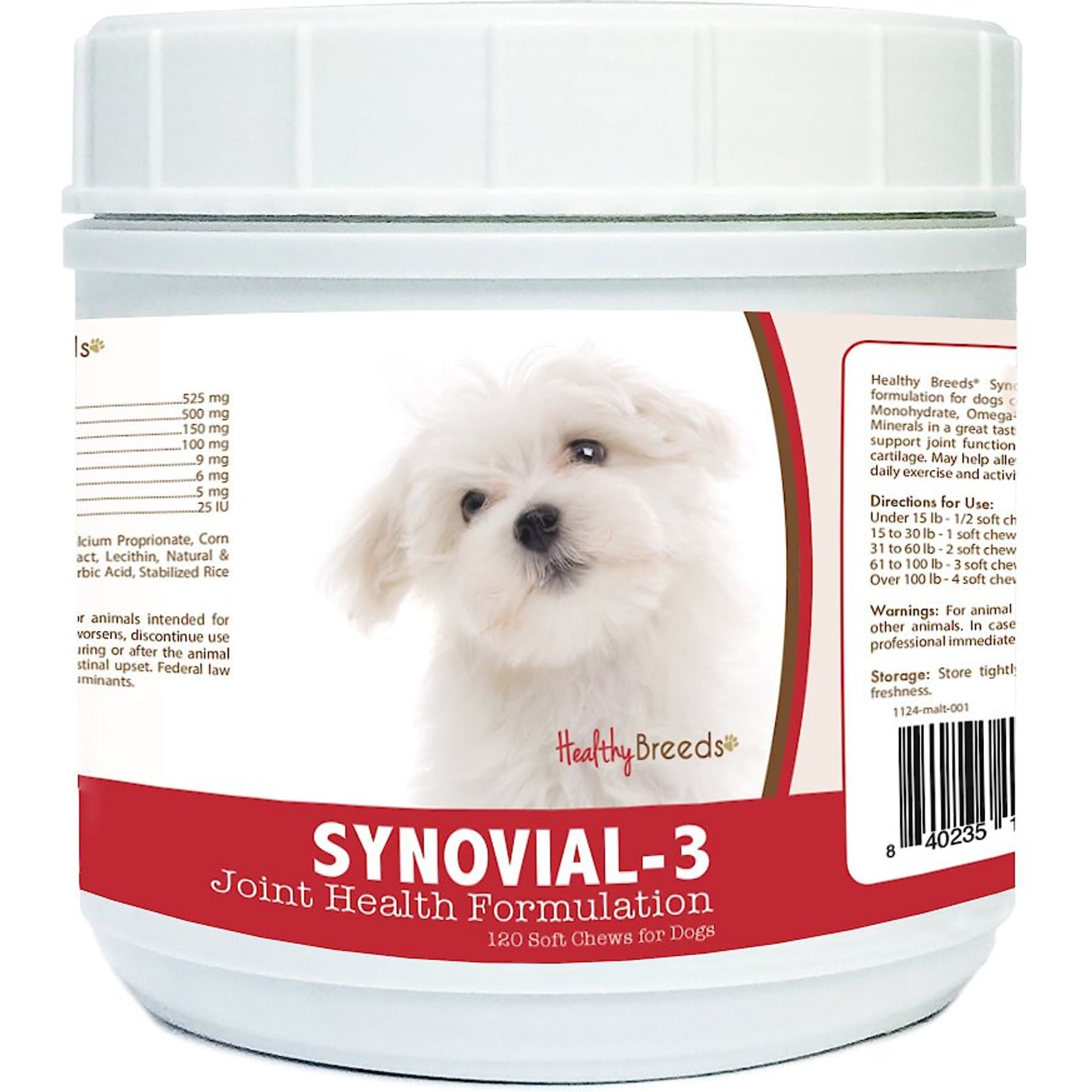 Healthy Breeds Synovial-3 Joint Health Formulation Soft Chews Dog Supplement, 120 count