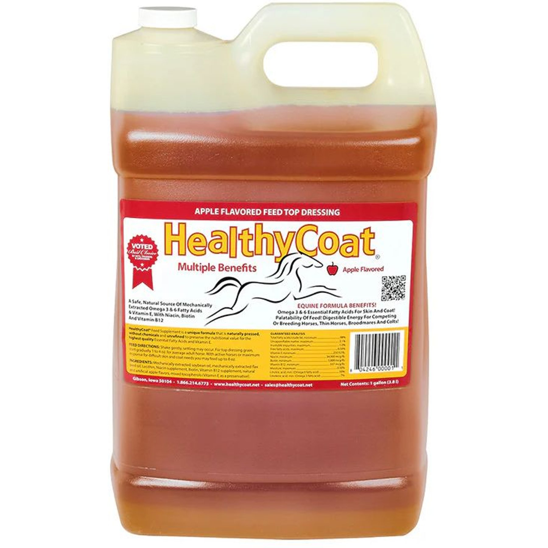 Healthy Coat Apple Flavored Feed Top Dressing Liquid Horse Supplement, 2.5-gal bottle