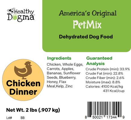 Show full view: Healthy Dogma PetMix Chicken Dinner Freeze-Dried Supplemental Dog Food, 2-lb bag slide 3 of 7