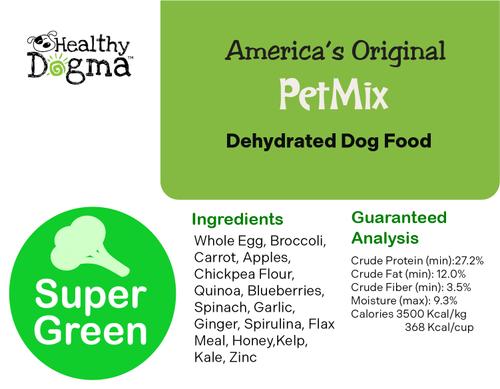 Show full view: Healthy Dogma PetMix Super Green Grain-Free Supplemental Dehydrated Dog Food, 10-lb bag slide 3 of 5