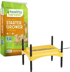 Healthy Harvest Non-GMO 20% Protein Chick Starter Grower Crumbles Chicken Feed, 5-lb bag & Brinsea EcoGlow Safety 600 Chick & Duckling Brooder