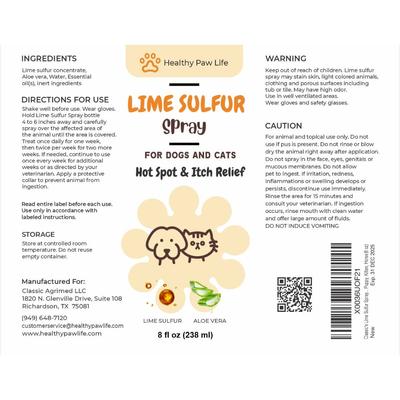 Show full view: Healthy Paw Life Pet Care Itchy & Dry Skin Lime Sulfur Flea & Tick Spray for Dogs & Cats, 4-fl oz bottle slide 5 of 7