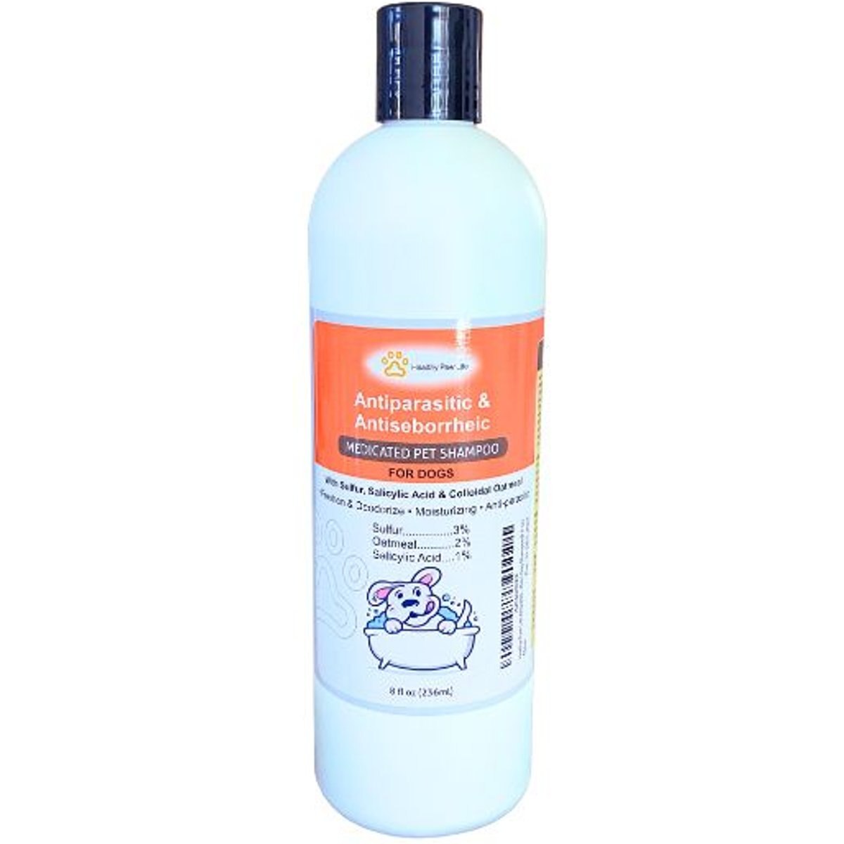 Healthy Paw Life Sulfur Salicylic Acid Oatmeal Antiparasitic & Antiseborrheic Flea & Tick Shampoo for Dogs, 16-fl oz bottle