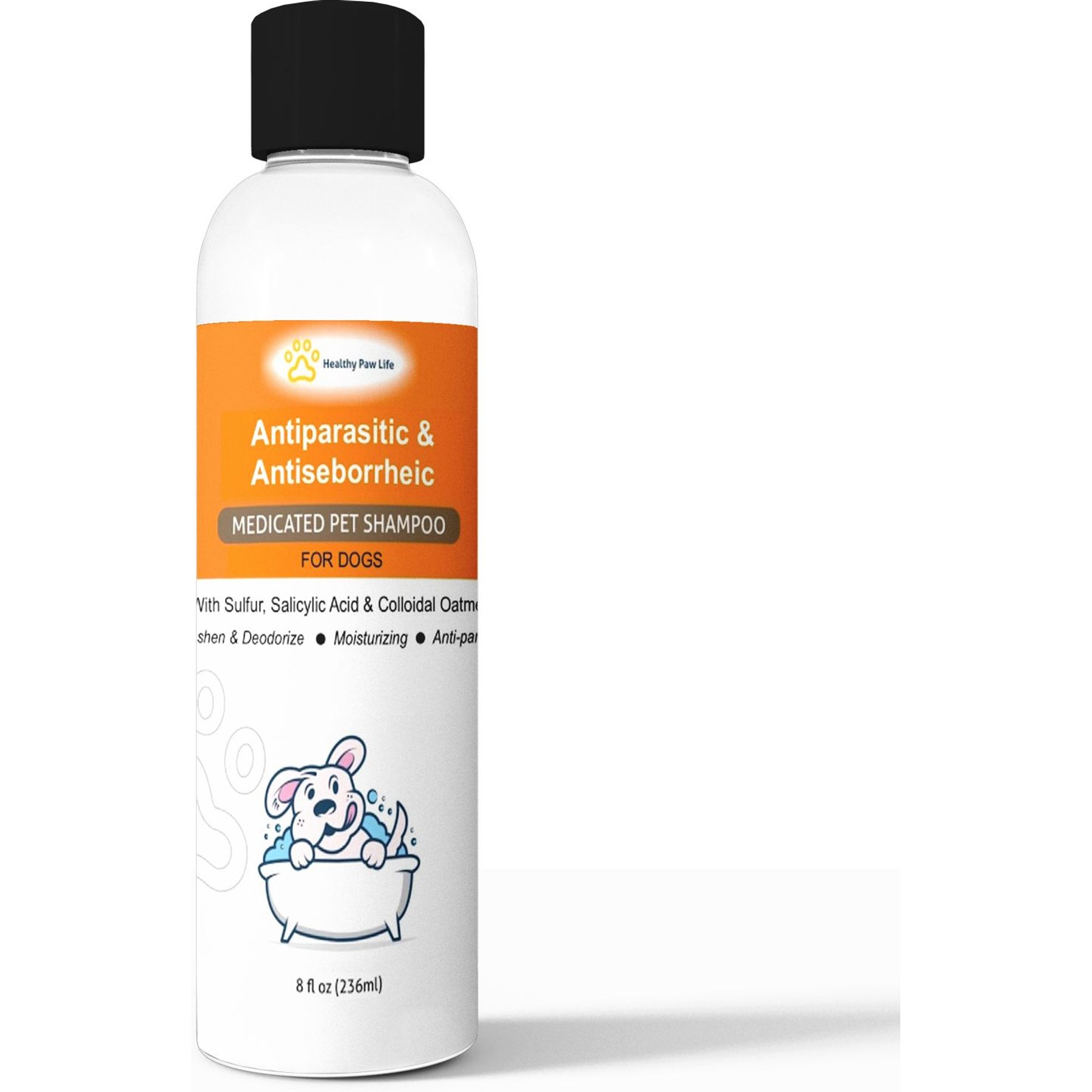 Healthy Paw Life Sulfur Salicylic Acid Oatmeal Antiparasitic & Antiseborrheic Flea & Tick Shampoo for Dogs, 8-fl oz bottle
