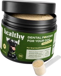 Healthy Woof Oral Care Bone Broth Dental Powder Supplement for Dogs, 4.2-oz jar