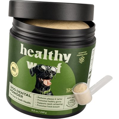 Healthy Woof Healthy Woof Oral Care Bone Broth Dental Powder Supplement for Dogs, 8.5-oz jar