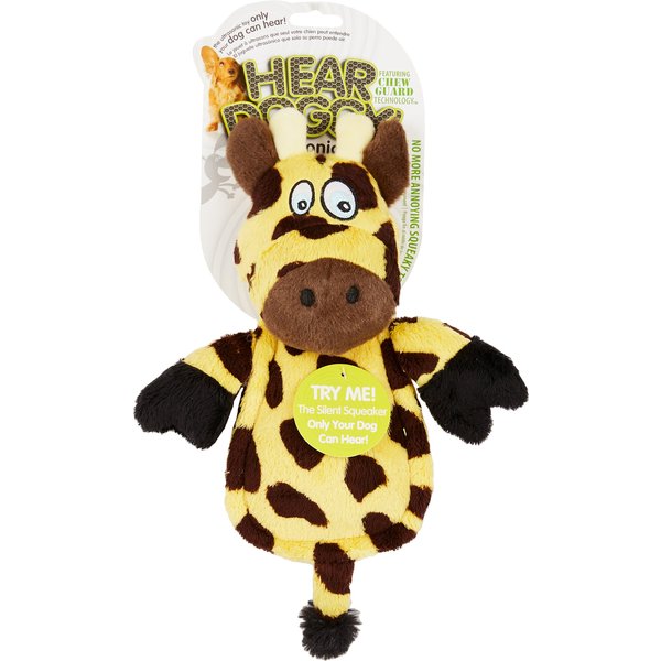 Hear Doggy Silent Squeaker Chew Guard Flattie Chicken Plush Dog Toy