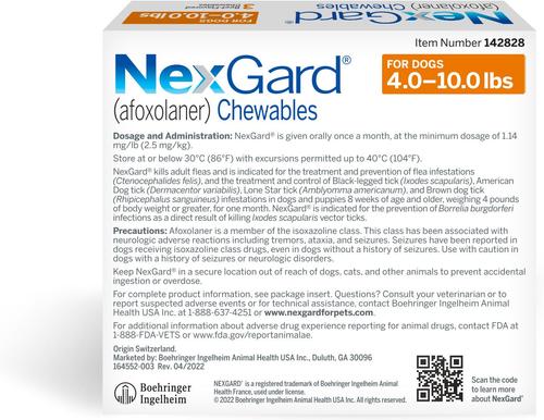 Show full view: Heartgard Plus Chew, 26-50 lbs, (Green Box), 3 Chew (3-mo. supply) + NexGard Chew for Dogs, 4-10 lbs, (Orange Box), 3 Chews (3-mos. supply) slide 7 of 9