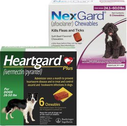 Heartgard||NexGard Heartgard Plus for Dogs, 6 Chews (6-mos. supply) & NexGard for Dogs, 6 Chews (6-mos. supply)