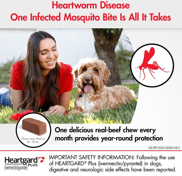 Heartgard Plus Chew for Dogs, 26-50 lbs, (Green Box)