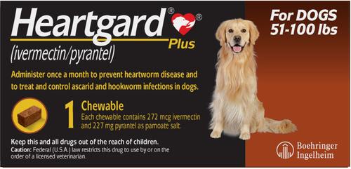 Show full view: Heartgard Plus Chew for Dogs, 51-100 lbs, (Brown Box), 1 Chew (1-mo. supply) & NexGard Chew for Dogs, 60.1-121 lbs, (Red Box), 1 Chew (1-mo. supply) slide 3 of 9