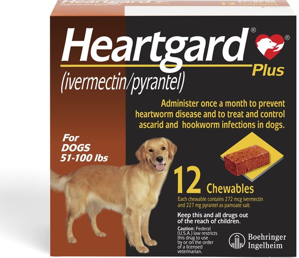 Heartgard Plus Chew for Dogs, 51-100 lbs, (Brown Box)