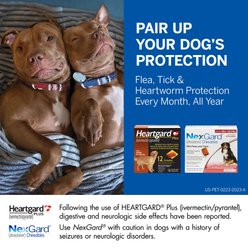 Heartgard Plus Chew for Dogs, 51-100 lbs, (Brown Box), 6 Chews (6-mos. supply) & NexGard Chew for Dogs, 10.1-24 lbs, (Blue Box), 6 Chews (6-mos. supply) slide 2 of 9