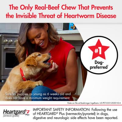 Show full view: Heartgard Plus Chew for Dogs, 51-100 lbs, (Brown Box), 6 Chews (6-mos. supply) & NexGard Chew for Dogs, 10.1-24 lbs, (Blue Box), 6 Chews (6-mos. supply) slide 5 of 10