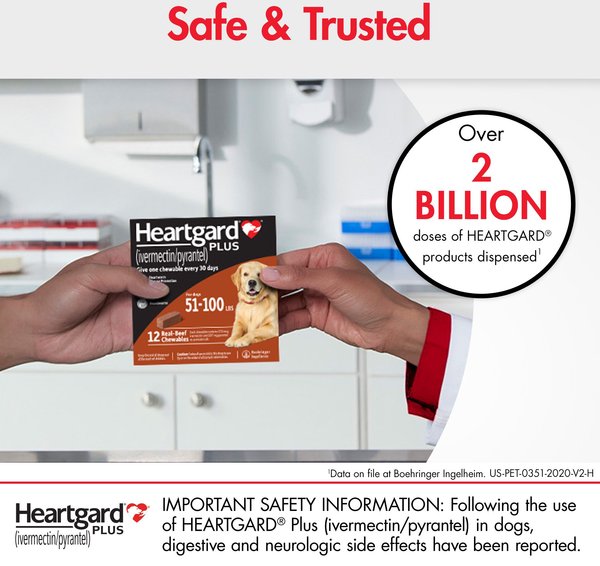 Show full view: Heartgard Plus Chew for Dogs, 51-100 lbs, (Brown Box), 6 Chews (6-mos. supply) slide 9 of 12