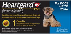 Heartgard Plus Chew for Dogs, up to 25 lbs, (Blue Box), 3 Chews (3-mos. supply)