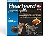 Heartgard Plus Chew for Dogs, up to 25 lbs, (Blue Box), 6 Chews (6-mos. supply)