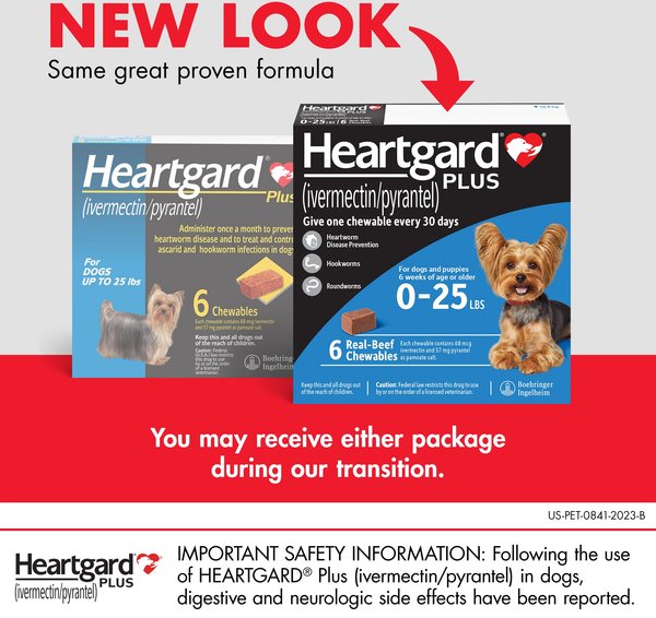 Show full view: Heartgard Plus Chew for Dogs, up to 25 lbs, (Blue Box), 6 Chews (6-mos. supply) slide 2 of 12
