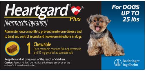 Show full view: Heartgard Plus Chew, up to 25 lbs, (Blue Box), 3 Chew (3-mo. supply) + NexGard Chew for Dogs, 60.1-121 lbs, (Red Box), 3 Chews (3-mos. supply) slide 2 of 9