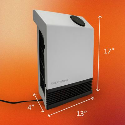 Show full view: Heat Storm 1000-Watt Wall Mounted Electric Space Heater, White slide 2 of 7