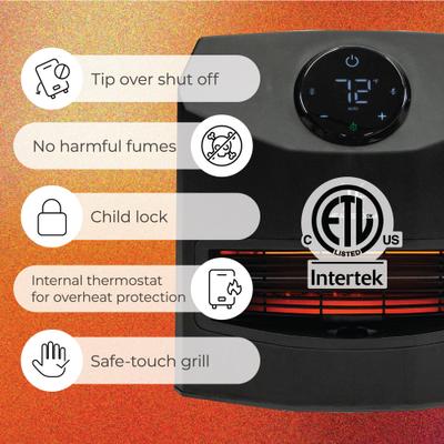 Show full view: Heat Storm Mojave 1500-Watt Infrared Portable Heater with Built-In Thermostat, Black slide 7 of 8