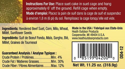 Show full view: Heath Bird's Blend Select Suet Cake Wild Bird Food, 11.25-oz, case of 12 slide 2 of 9