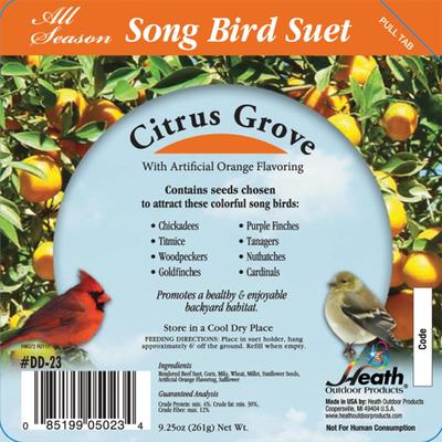 Show full view: Heath Citrus Grove Songbird Suet Cake Wild Bird Food, 9.25-oz, case of 16 slide 9 of 10