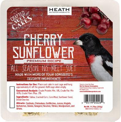 Show full view: Heath Crafted Suet Cakes Cherry Sunflower Wild Bird Food, 11.75-oz, case of 12 slide 2 of 8