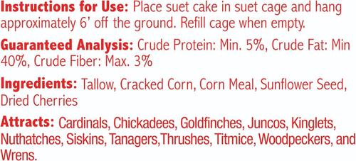 Show full view: Heath Crafted Suet Cakes Cherry Sunflower Wild Bird Food, 11.75-oz, case of 12 slide 7 of 8