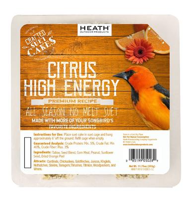 Show full view: Heath Crafted Suet Cakes Citrus High Energy Wild Bird Food, 11.75-oz, case of 12 slide 2 of 8
