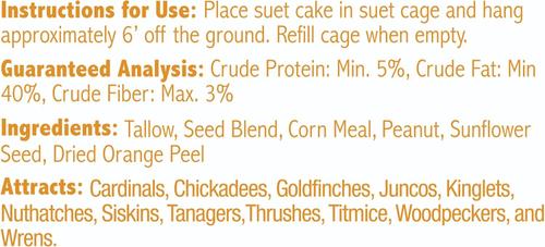 Show full view: Heath Crafted Suet Cakes Citrus High Energy Wild Bird Food, 11.75-oz, case of 12 slide 7 of 8