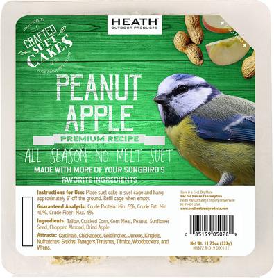 Show full view: Heath Crafted Suet Cakes Peanut Apple Wild Bird Food, 11.75-oz, case of 12 slide 2 of 5