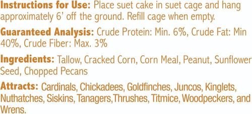 Show full view: Heath Crafted Suet Cakes Pecan Surprise Wild Bird Food, 11.75-oz, case of 12 slide 4 of 7