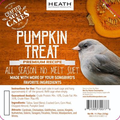 Show full view: Heath Crafted Suet Cakes Pumpkin Treat Wild Bird Food, 11.75-oz, case of 12 slide 5 of 8