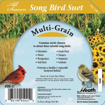 Show full view: Heath Multi-Grain Songbird Suet Cake Wild Bird Food, 9.25-oz, case of 16 slide 6 of 8