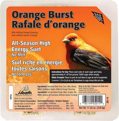 Show full view: Heath Orange Burst Select Suet Cake Wild Bird Food, 11.25-oz, case of 12 slide 8 of 10